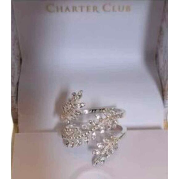 New Charter Club Leaf Silver-Plated Cluster Ring, Size 7. - Picture 2 of 5